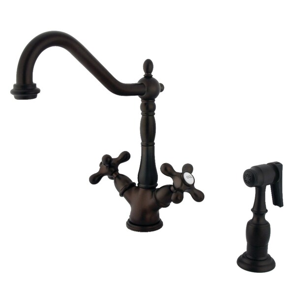 KS1235AXBS Heritage Deck Mount Kitchen Faucet W/ Brass Sprayer, Bronze